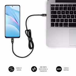 SUBBLIM SUBCAB-C06001 Câble USB USB-C USB 2.0 1 m Noir - Vue supplémentaire 5