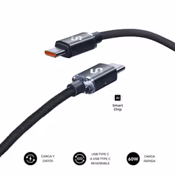 SUBBLIM SUBCAB-C06002 câble USB USB 2.0 2 m USB C Noir