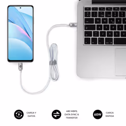 SUBBLIM SUBCAB-C06011 câble USB USB 2.0 2 m USB C Blanc - Vue supplémentaire 5