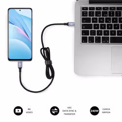 SUBBLIM SUBCAB-C24010 câble USB USB4 Gen 3x2 1,5 m USB C Noir - Vue supplémentaire 5
