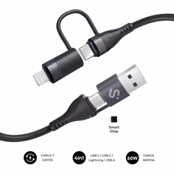 SUBBLIM SUBCAB-4IN101, 1 m, USB C, USB C, USB 2.0, 0,48 Gbit/s, Noir