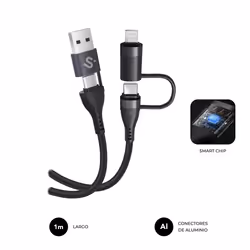 SUBBLIM SUBCAB-4IN101 câble USB USB 2.0 1 m USB C Noir
