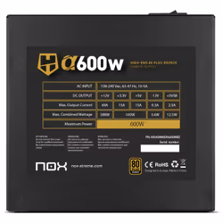 NOX Hummer Alpha unité d'alimentation d'énergie 600 W 24-pin ATX ATX Noir - Vue supplémentaire 8