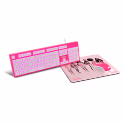 Krom 3 IN 1 GAMING COMBO clavier Souris incluse USB QWERTY Rose, Blanc