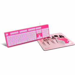 Krom 3 IN 1 GAMING COMBO clavier Souris incluse USB QWERTY Rose, Blanc