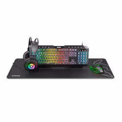Krom NXKROMKRRR, Taille réelle (100 %), USB, Clavier à membrane, LED RGB, Noir, Souris incluse