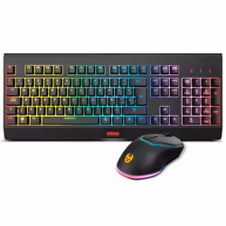 Krom KABALA, RF sans fil, Clavier à membrane, QWERTY, LED RGB, Noir, Souris incluse
