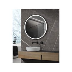 Miroir avec lumière led pour salle de bain, chambre, dressing rond, éclairage frontal tri-LED double capteur anti-buée Ø70 cm Noir Mat