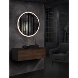 Miroir avec lumière led pour salle de bain, chambre, dressing - éclairage frontal triled double capteur antibuée Ø60 cm or rose brossé
