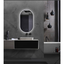 Miroir LED pour salle de bain, dressing, maquillage avec cadre Noir Mat rétroéclairé triled - Interrupteur Tactile - Anti-buée 50x90cm