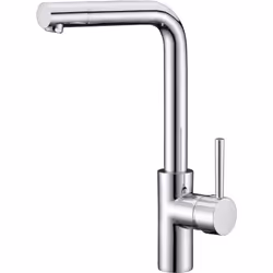 Robinet monocommande tubulaire vertical, avec bec droit et haut. L'ensemble du robinet mesure 32,6 cm de haut x 20,7 cm de lo ...