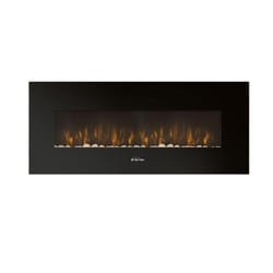 Cheminée électrique murale panoramique 2kW en verre trempé noir avec télécommande