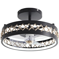 Purline - Lampe led à ventilateur avec détails de finition en corde