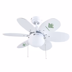Bastilipo Real Betis, Ventilateur à lame domestique, Blanc, Plafond, Panneaux MDF, 215 tr/min, 75 cm
