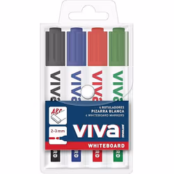 Molin RWB230-04W, 4 pièce(s), Noir, Bleu, Vert, Rouge, Fibre tip, Noir, Bleu, Vert, Rouge, Blanc, 3 mm, Encre à base d'alcool