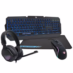 Deep Gaming Pack gaming DeepX-Wing 2, Avec fil, USB, Clavier à membrane, QWERTY, LED, Noir