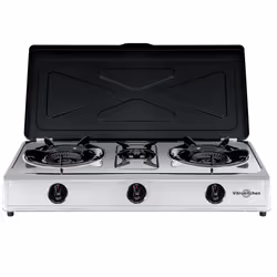 Vitrokitchen 360IB, Noir, Acier inoxydable, Comptoir, Gaz, Acier inoxydable, 3 zone(s), 3 zone(s)