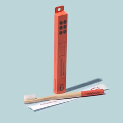 Natürbrush 8437017300021, Brosse à dents, Adulte, Beige, Rouge, Bambou, Moyen, 1 pièce(s)