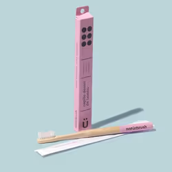 Natürbrush 8437017300113, Brosse à dents, Adulte, Beige, Rose, Bambou, Moyen, 1 pièce(s)