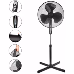Briebe - FN122397 Ventilateur sur Pied Silencieux, Télécommande, Minuterie jusqu'à 7,5 Heures 45W Noir