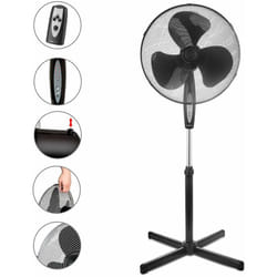 Briebe - FN122397 Ventilateur sur Pied Silencieux, Télécommande, Minuterie jusqu'à 7,5 Heures 45W Noir