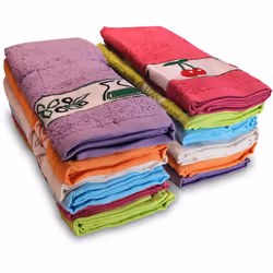 Lot de 12 torchons de cuisine en éponge 100 % coton avec motifs brodés sur la foule. (Le pack peut contenir certains dessins  ...