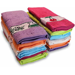 Briebe PC12B Lot de 12 torchons de cuisine en éponge 100 % coton 50 x 45 cm Multicolore
