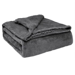 Briebe - Sherpa Canape Couverture Polaire 180x240cm, Épaisse Warm Plaid Blanket Gris Foncé