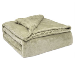 Briebe - Sherpa Canape Couverture Polaire 220x240cm, Épaisse Warm Plaid Blanket Taupe