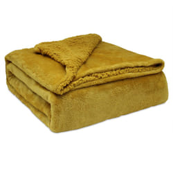 Briebe - 93690 Sherpa Canape Couverture Polaire 220x240cm, Épaisse Warm Plaid Blanket Moutarde