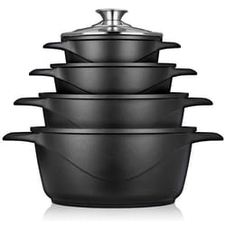 Batterie de Cuisine Induction 8 Pièces Aluminium Fonte 4 Casseroles 4 Couvercles Briebe MGK-12  Noir 93775