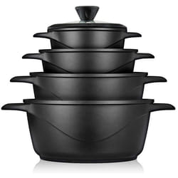 Batterie de Cuisine Induction 8 Pièces Aluminium Fonte 4 Casseroles 4 Couvercles Briebe MGK12S  Noir 93867