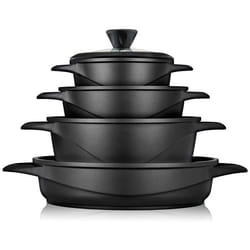 Batterie de Cuisine Induction 8 Pièces Aluminium Fonte 4 Casseroles 4 Couvercles Briebe MGK-17S  Noir 93874