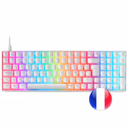 Mars Gaming MKULTRA, 96%, USB, Clavier mécanique, AZERTY, LED RGB, Blanc