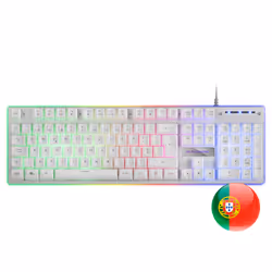 Mars Gaming MK220W, Taille réelle (100 %), USB, Clavier à membrane, LED RGB, Blanc