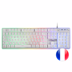 Mars Gaming MK220W, Taille réelle (100 %), USB, Clavier à membrane, AZERTY, LED RGB, Blanc