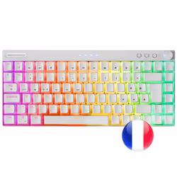 Mars Gaming MKCLOUDWRFR, 75%, USB + Bluetooth, Clavier mécanique, AZERTY, LED RGB, Blanc