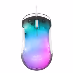 Mars Gaming MMGLOWW, Droitier, Optique, USB Type-A, 12800 DPI, Blanc