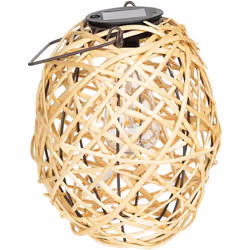 La Lampe à Poser LED Solaire Extérieure Rotin Baihar combine un design naturel avec des finitions de bandes de fibres naturel ...