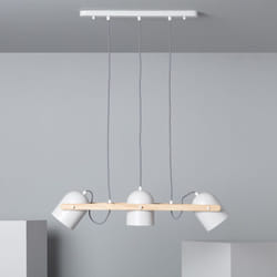 Efectoled - Suspension Métal et Bois Klarhet Blanc