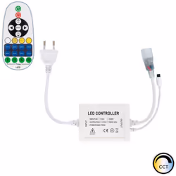Contrôleur conçu pour les Rubans LED CCT alimentées en 220V AC avec télécommande IR (Infrarouge) 23 touches et une portée de ...