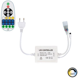 Efectoled - Contrôleur pour Ruban led 220V ac 220LED/m cct IP67 Largeur 15mm Coupe tous les 100cm avec télécommande ir 23 Touches Blanc