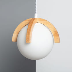 Efectoled - Suspension Bois et Verre Platon Blanc