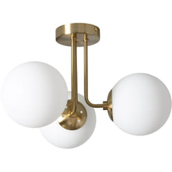 Efectoled - Plafonnier Métal et Verre Moonlight Brass 3 Spots Blanc