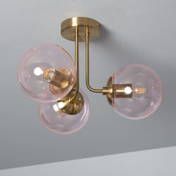 Efectoled - Plafonnier Métal et Verre Moonlight Brass 3 Spots Rose