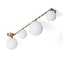 Efectoled - Plafonnier Métal et Verre Moonlight Brass 4 Spots Blanc