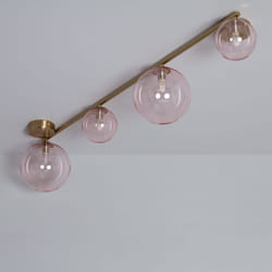 Efectoled - Plafonnier Métal et Verre Moonlight Brass 4 Spots Rose
