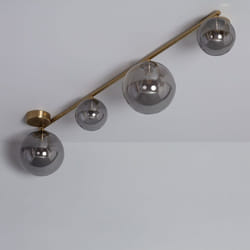 Efectoled - Plafonnier Métal et Verre Moonlight Brass 4 Spots Gris Fumée