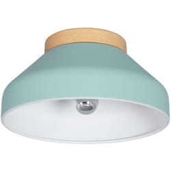 Efectoled - Plafonnier Rond Aluminium et Bois Ø300 mm Hakon Vert menthe