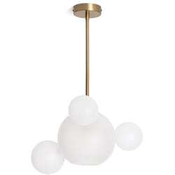Suspension Métal et Verre Ludmila Blanc-Doré